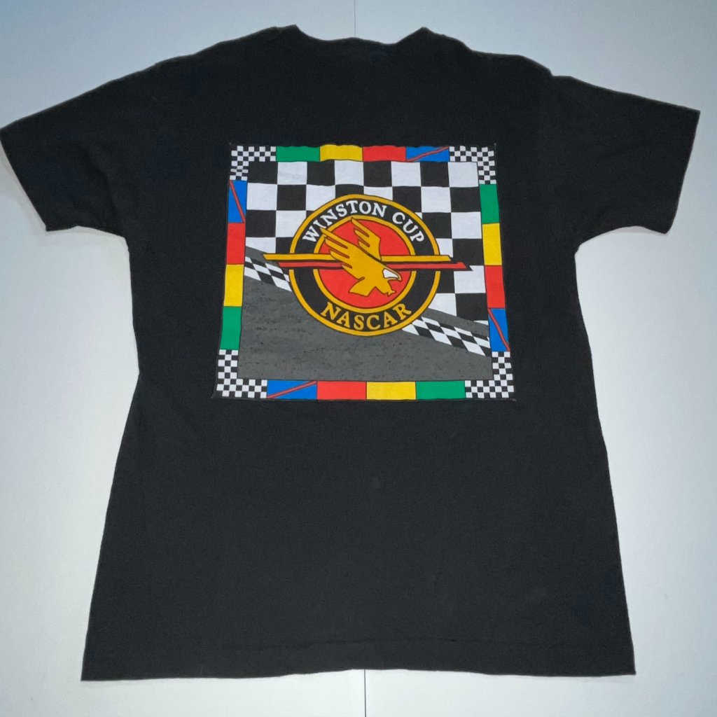 Mark Martin Large Mens Black Winston Cup 80s Vintage Short Sleeve TShirt Vtg